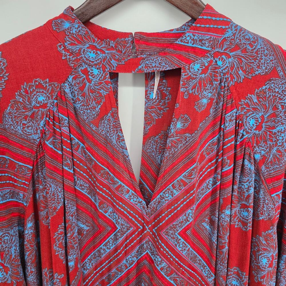 Free People Walking On A Dream Tunic Red Blue Size Large - Picture 3 of 7